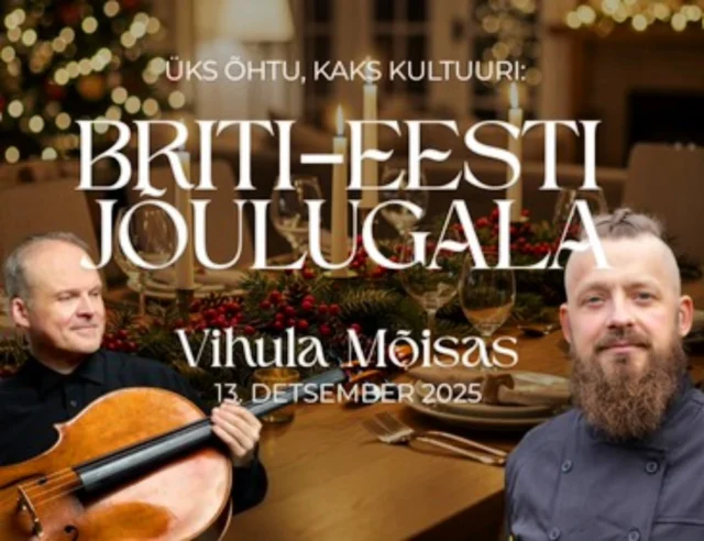 On December 13th, Vihula Manor invites you to a special holiday evening, where British military chefs from the Op CABRIT mission and the head chef of Vihula will collaboratively create a 5-course dinner paired with selected wines.
Before the dinner, at 5:00 PM, enjoy a cello concert by David Varema, featuring Bach’s Solo Cello Suites No. 2, followed by the 5-course dinner at 6:30 PM, accompanied by sommelier Aivar Peeduli selected wines and live piano music.
We look forward to welcoming you for a delightful evening!

For reservations and more information:
+372 326 4100 or info.vihula@uhotelsgroup.com